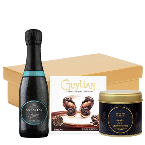 Mini Zonin Cuvee 1821 Prosecco DOC 20cl & Candle Gift Hamper